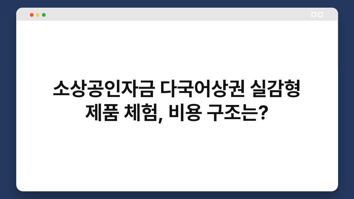 소상공인자금 다국어상권 실감형 제품 체험, 비용 구조는? 1
