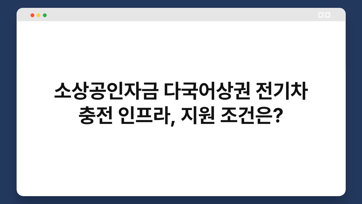 소상공인자금 다국어상권 전기차 충전 인프라, 지원 조건은? 1