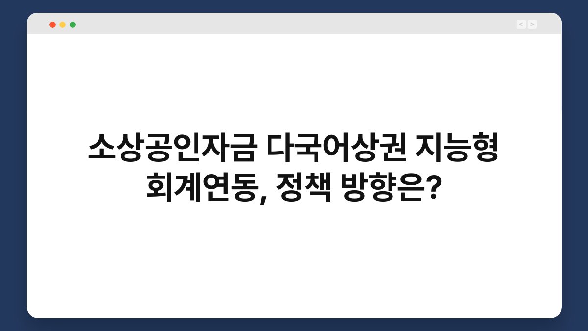 소상공인자금 다국어상권 지능형 회계연동, 정책 방향은? 1