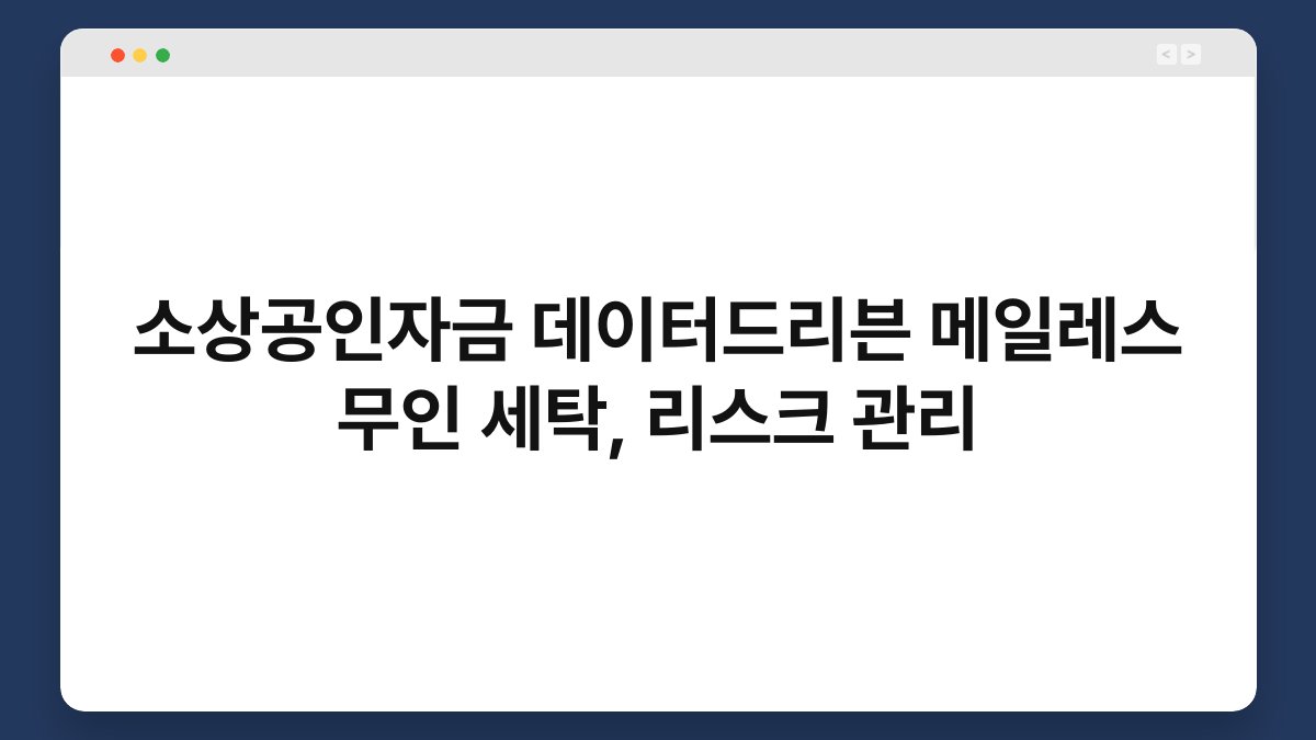 소상공인자금 데이터드리븐 메일레스 무인 세탁, 리스크 관리 1
