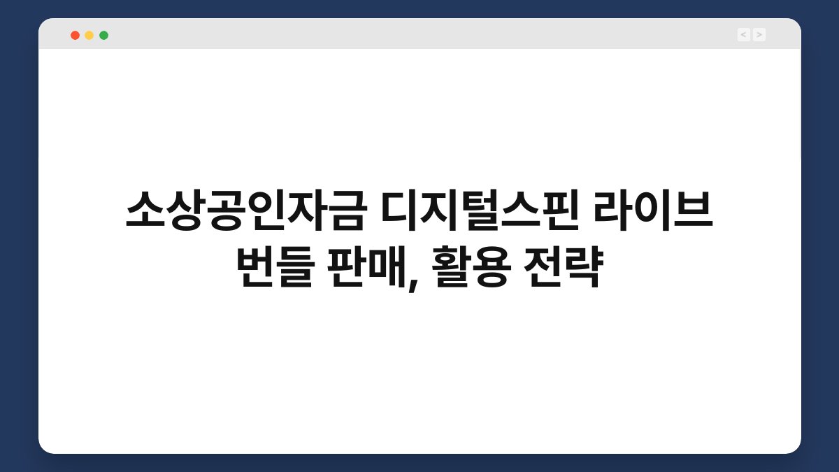 소상공인자금 디지털스핀 라이브 번들 판매, 활용 전략 1