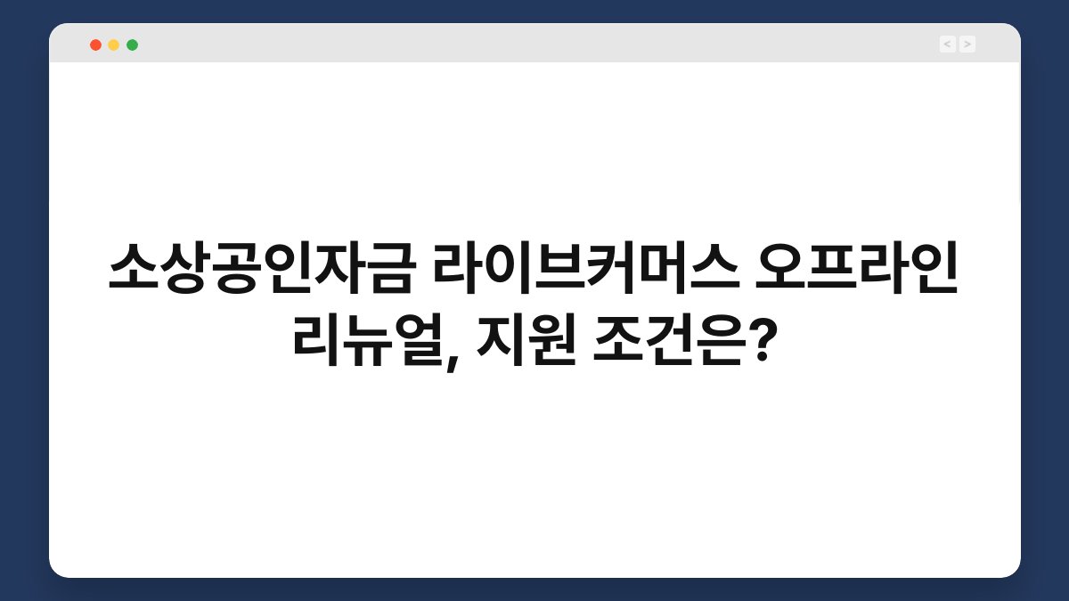 소상공인자금 라이브커머스 오프라인 리뉴얼, 지원 조건은? 1