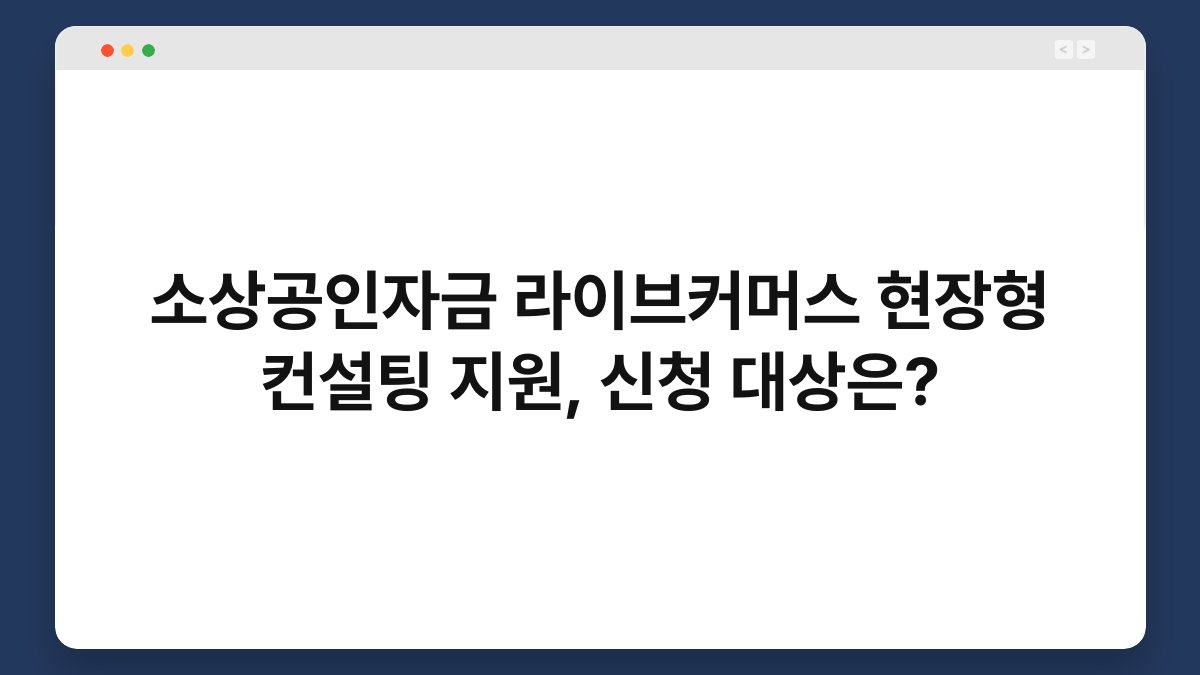 소상공인자금 라이브커머스 현장형 컨설팅 지원, 신청 대상은? 1