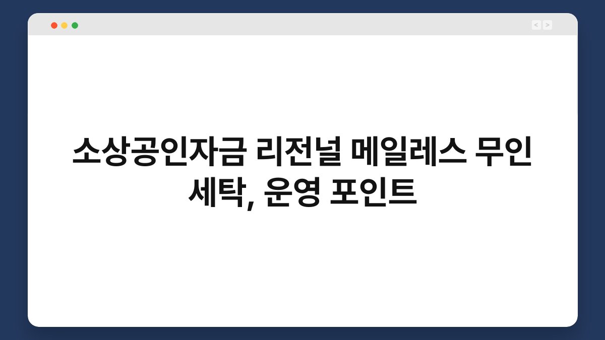 소상공인자금 리전널 메일레스 무인 세탁, 운영 포인트 1