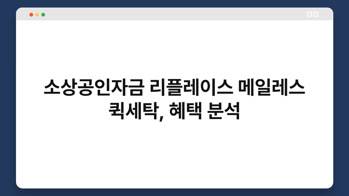 소상공인자금 리플레이스 메일레스 퀵세탁, 혜택 분석 1