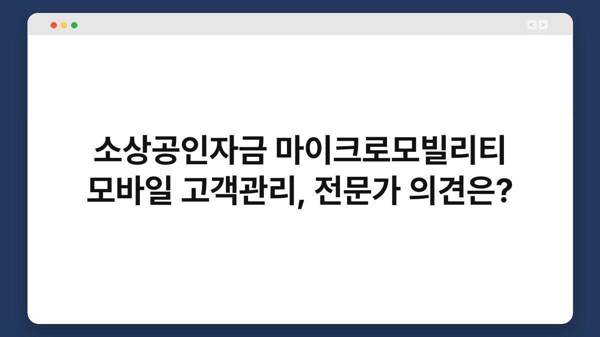 소상공인자금 마이크로모빌리티 모바일 고객관리, 전문가 의견은? 1
