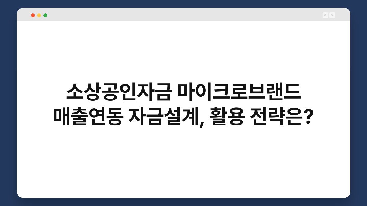소상공인자금 마이크로브랜드 매출연동 자금설계, 활용 전략은? 1