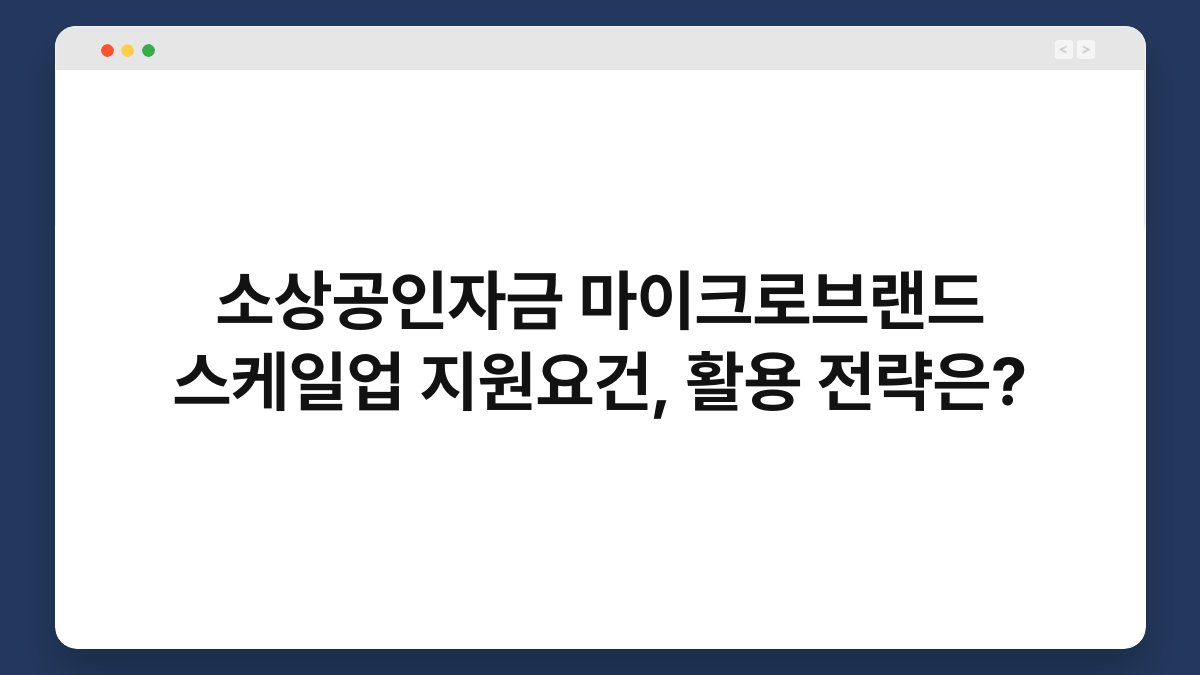 소상공인자금 마이크로브랜드 스케일업 지원요건, 활용 전략은? 1