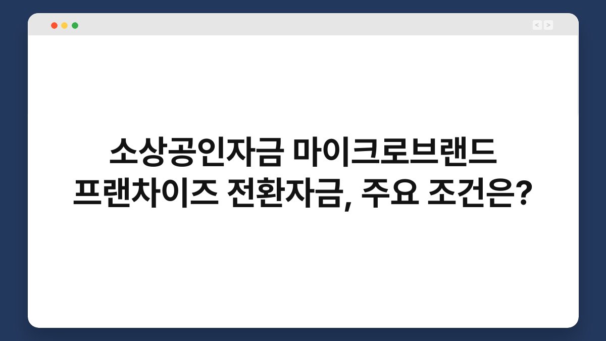 소상공인자금 마이크로브랜드 프랜차이즈 전환자금, 주요 조건은? 1