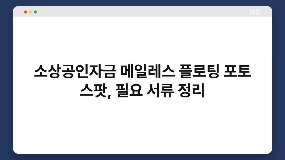 소상공인자금 메일레스 플로팅 포토 스팟, 필요 서류 정리 1