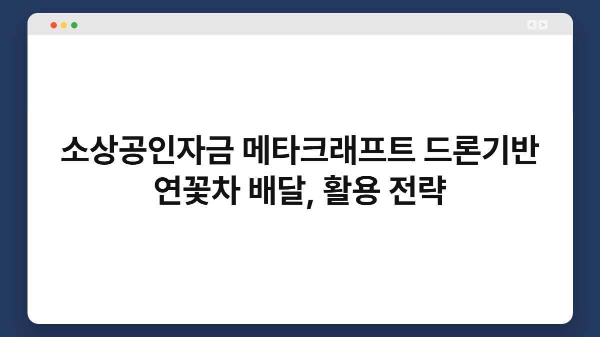 소상공인자금 메타크래프트 드론기반 연꽃차 배달, 활용 전략 1