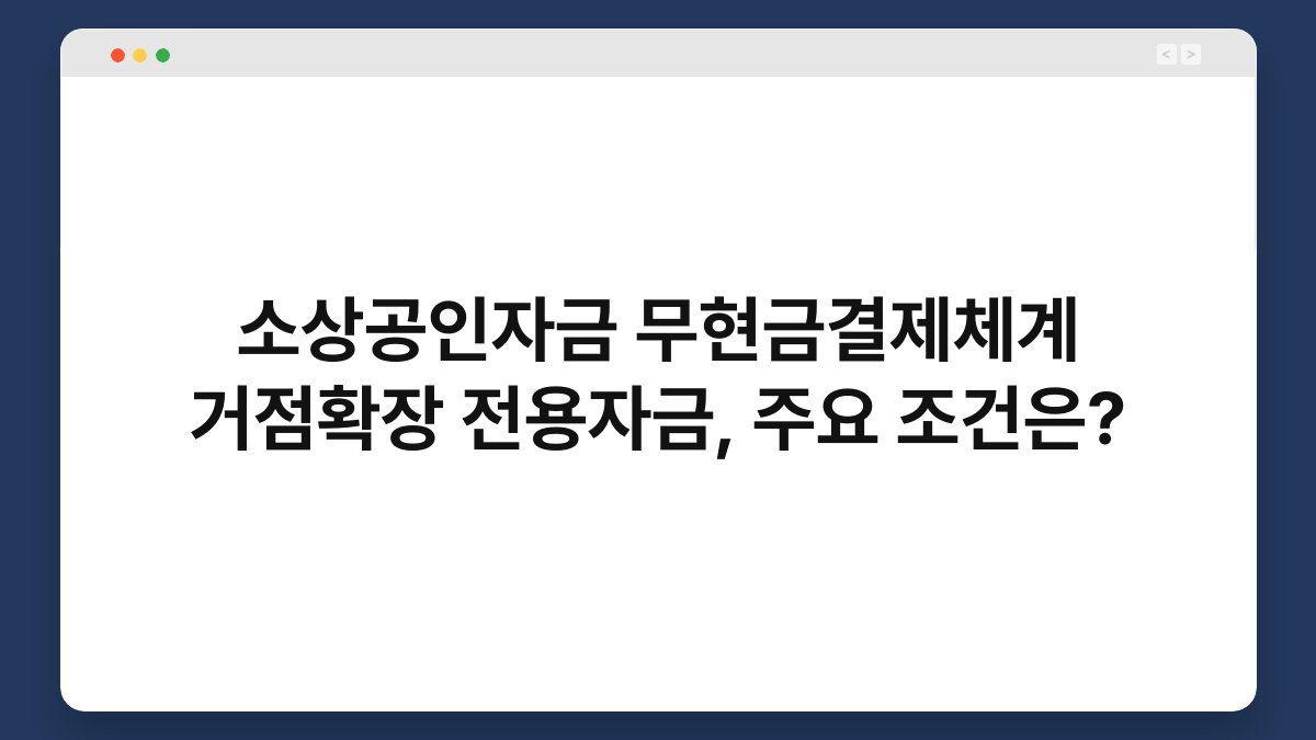 소상공인자금 무현금결제체계 거점확장 전용자금, 주요 조건은? 1