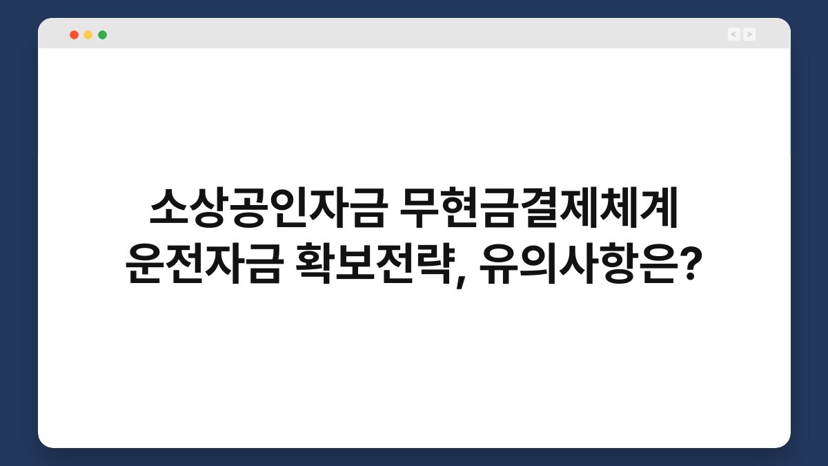 소상공인자금 무현금결제체계 운전자금 확보전략, 유의사항은? 1