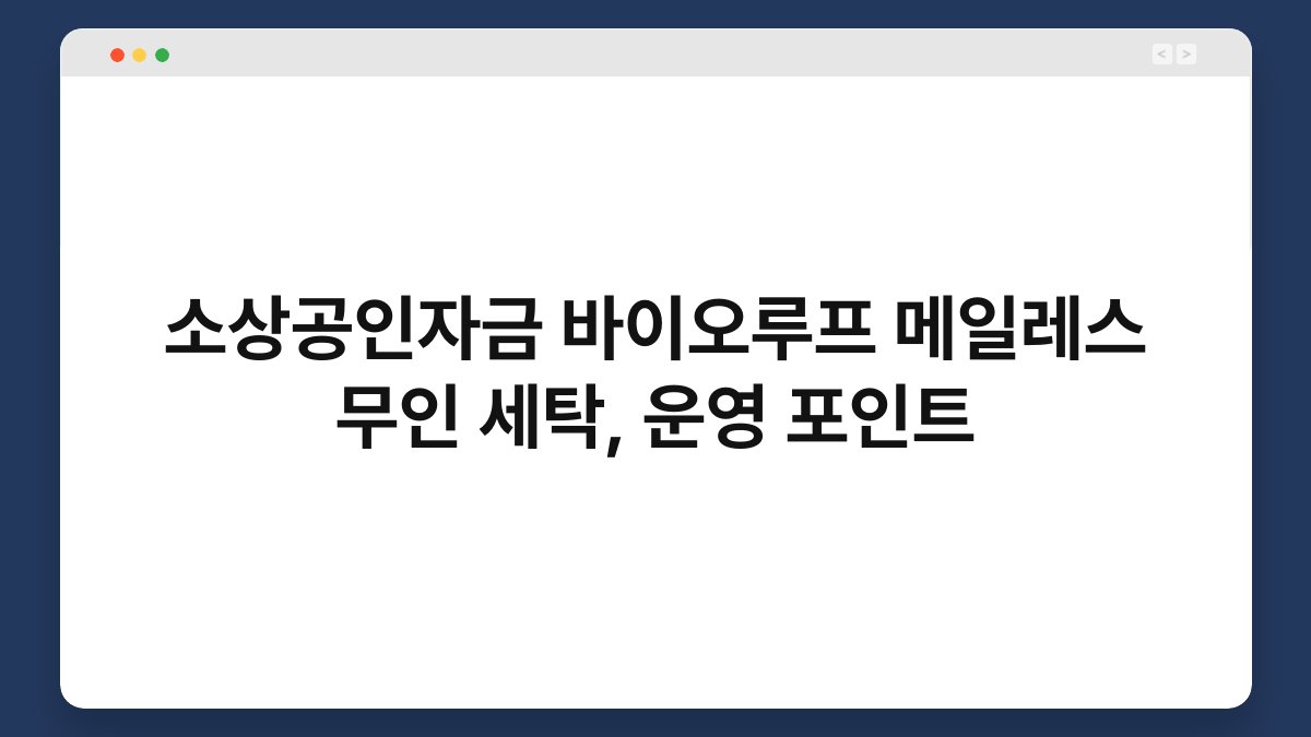 소상공인자금 바이오루프 메일레스 무인 세탁, 운영 포인트 1
