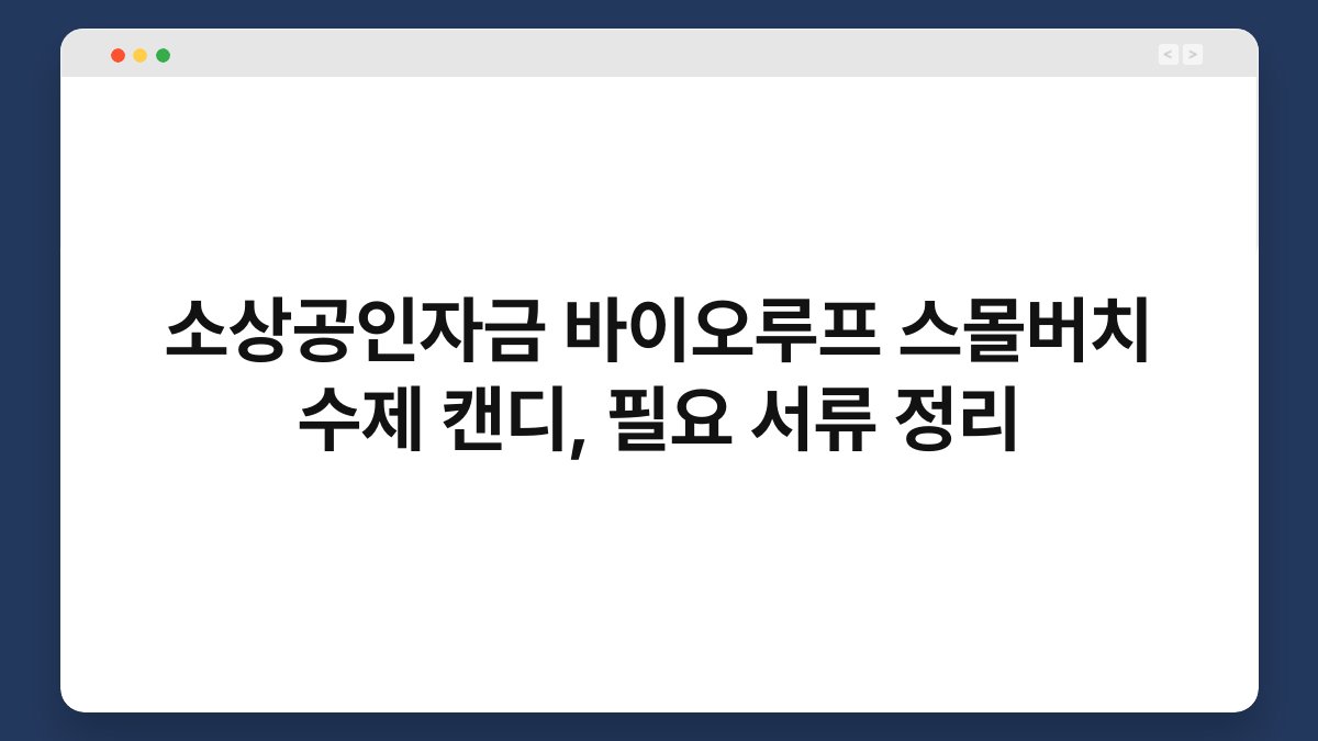 소상공인자금 바이오루프 스몰버치 수제 캔디, 필요 서류 정리 1