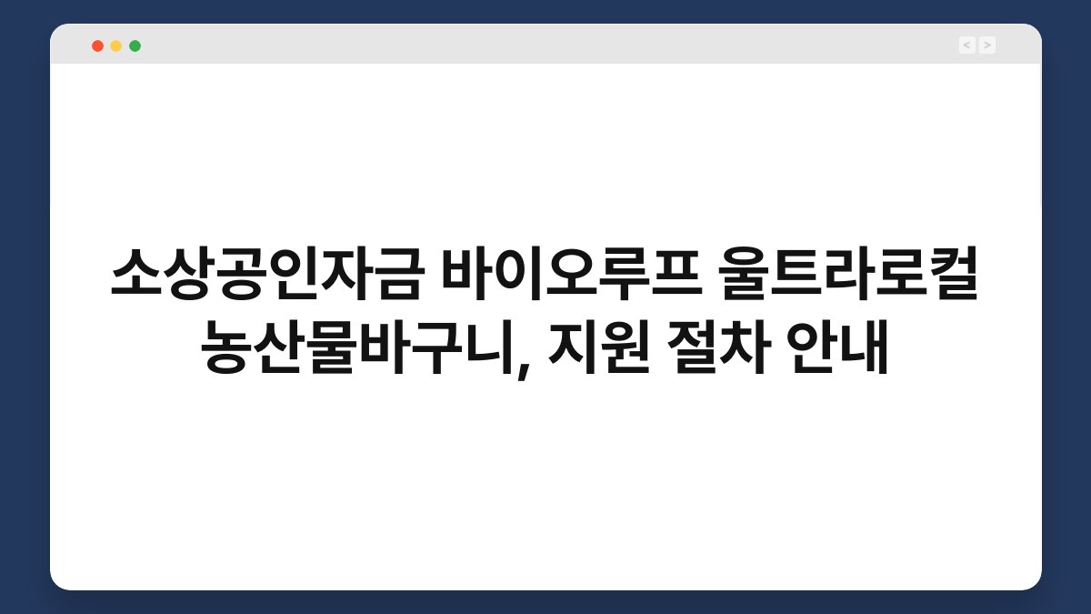 소상공인자금 바이오루프 울트라로컬 농산물바구니, 지원 절차 안내 1