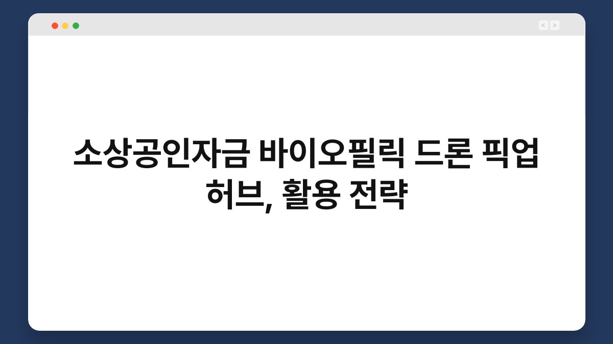 소상공인자금 바이오필릭 드론 픽업 허브, 활용 전략 1