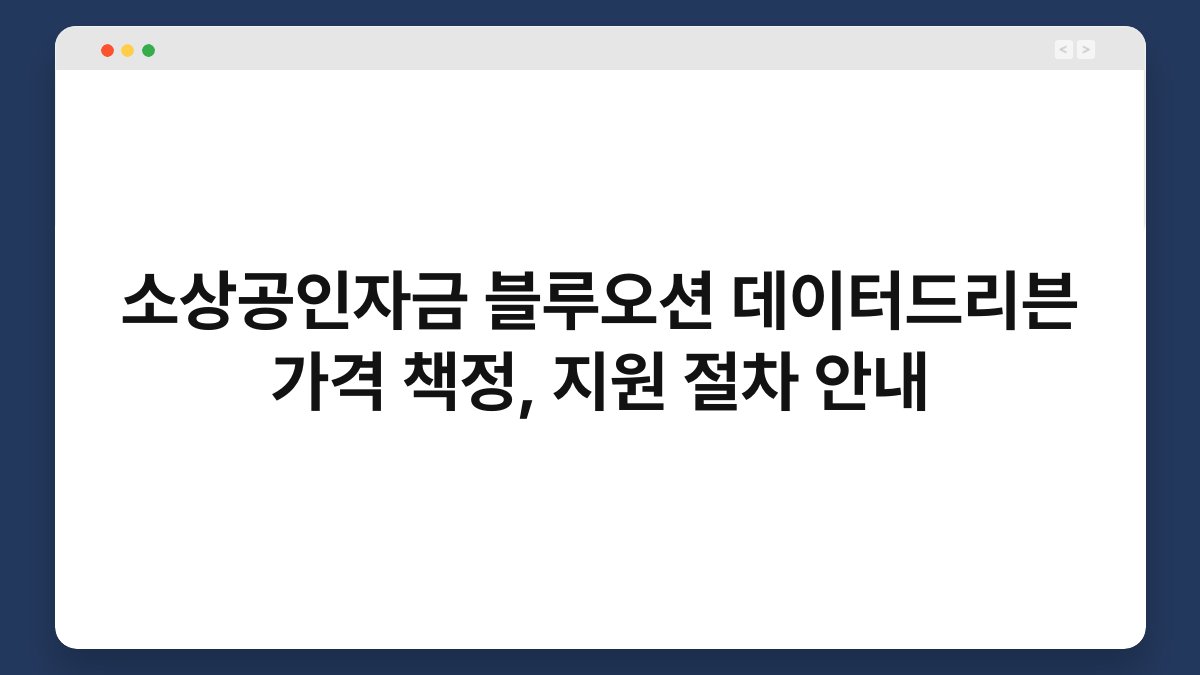 소상공인자금 블루오션 데이터드리븐 가격 책정, 지원 절차 안내 1
