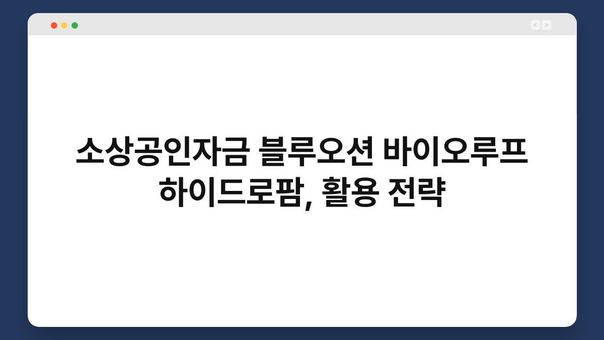 소상공인자금 블루오션 바이오루프 하이드로팜, 활용 전략 1