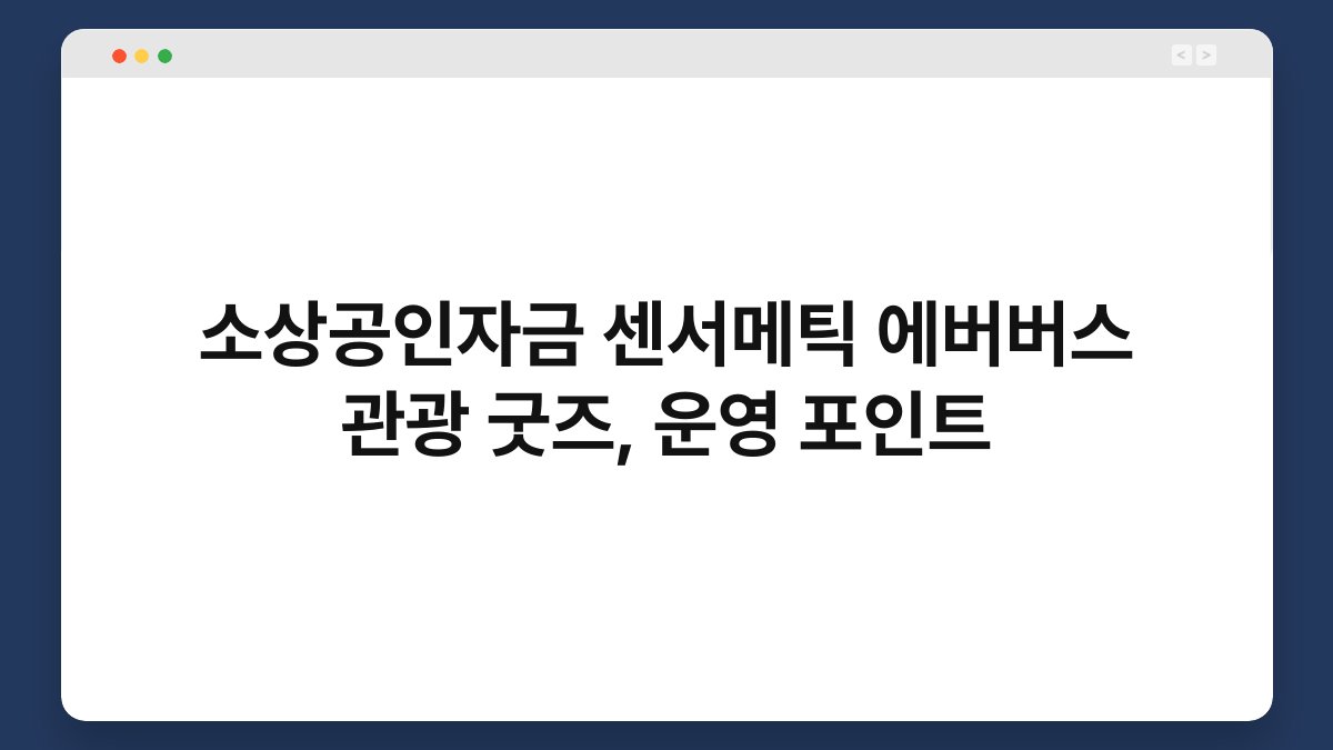 소상공인자금 센서메틱 에버버스 관광 굿즈, 운영 포인트 1
