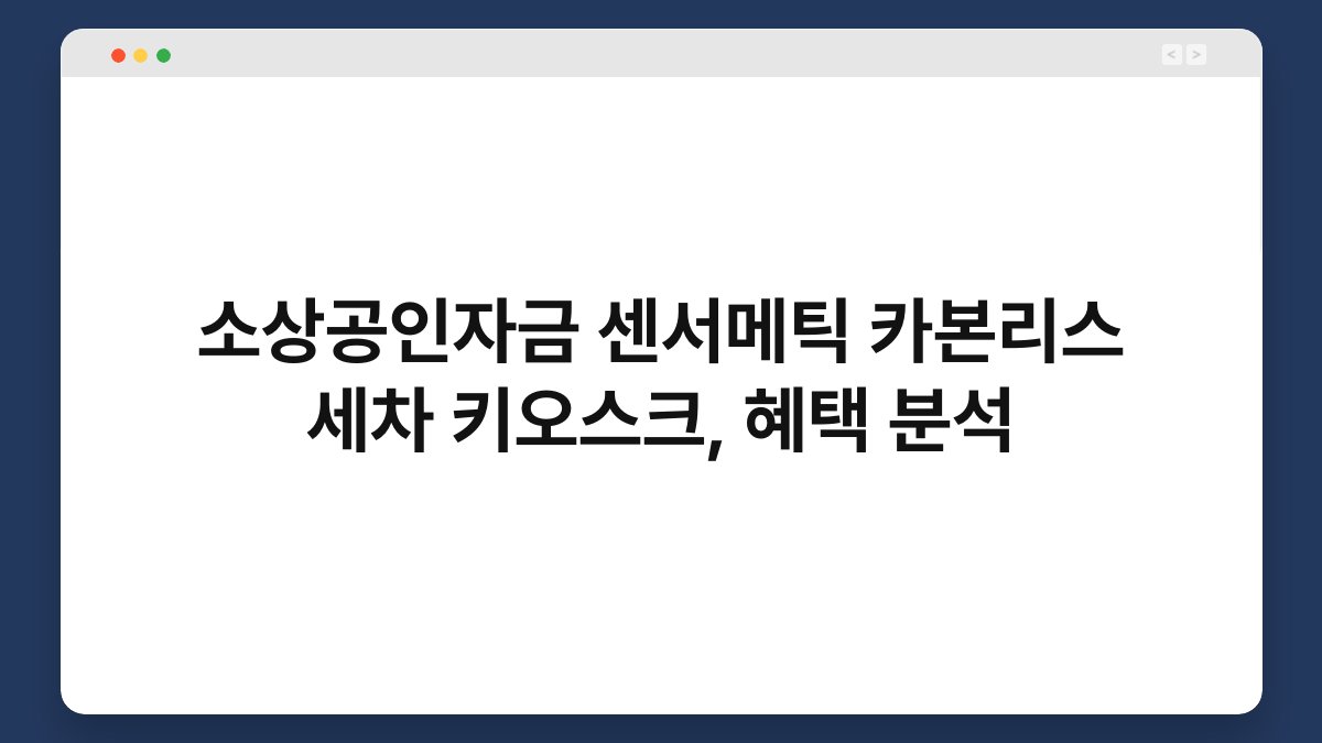 소상공인자금 센서메틱 카본리스 세차 키오스크, 혜택 분석 1