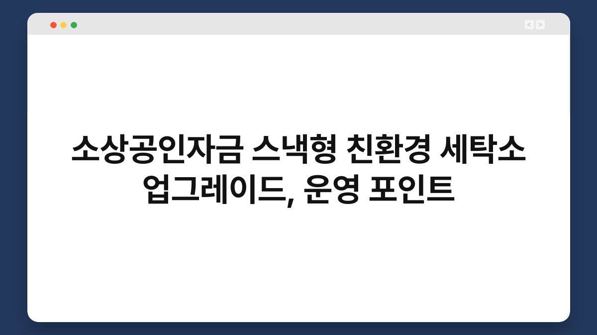 소상공인자금 스낵형 친환경 세탁소 업그레이드, 운영 포인트 1