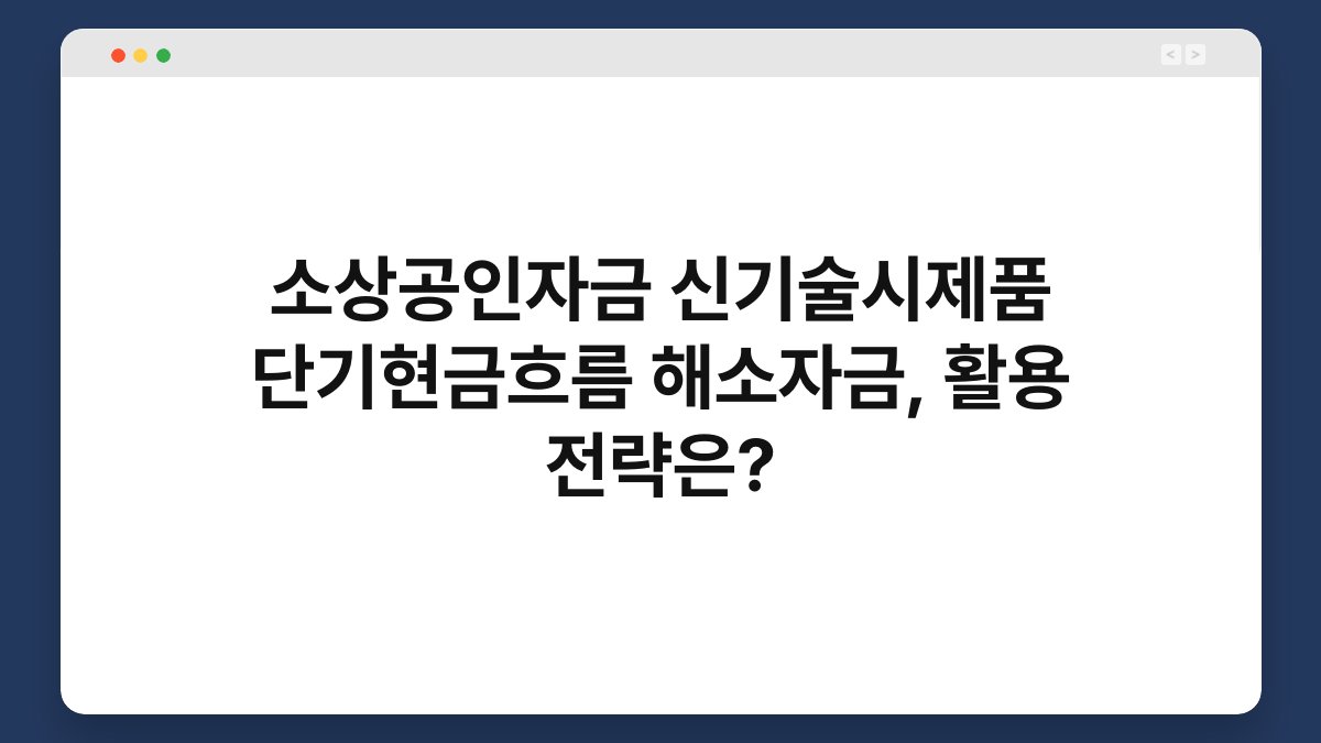 소상공인자금 신기술시제품 단기현금흐름 해소자금, 활용 전략은? 1
