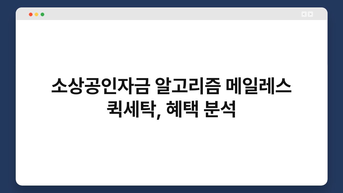 소상공인자금 알고리즘 메일레스 퀵세탁, 혜택 분석 1