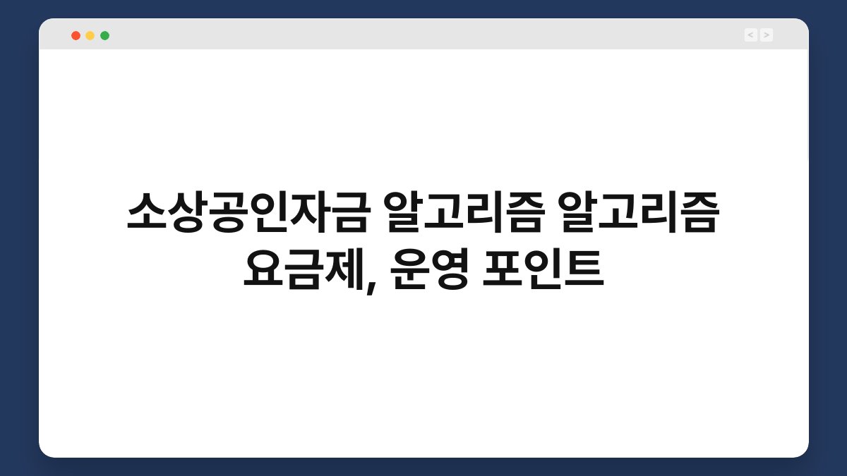 소상공인자금 알고리즘 알고리즘 요금제, 운영 포인트 1