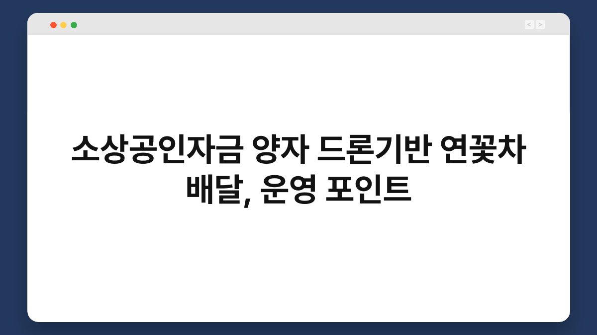 소상공인자금 양자 드론기반 연꽃차 배달, 운영 포인트 1