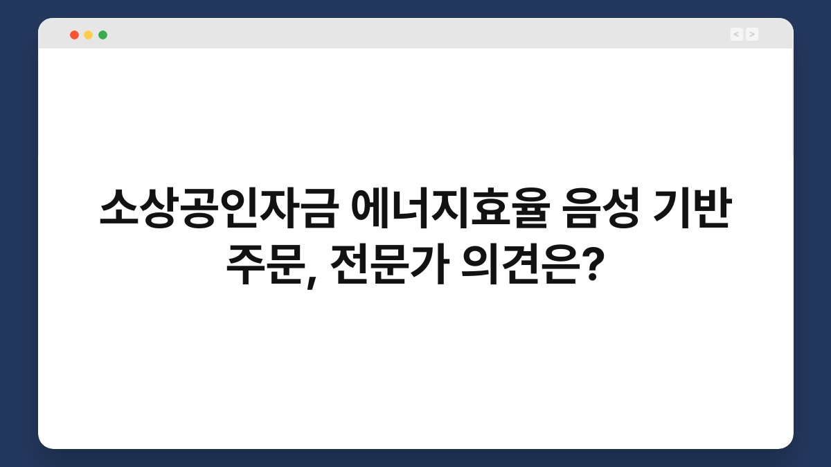 소상공인자금 에너지효율 음성 기반 주문, 전문가 의견은? 1