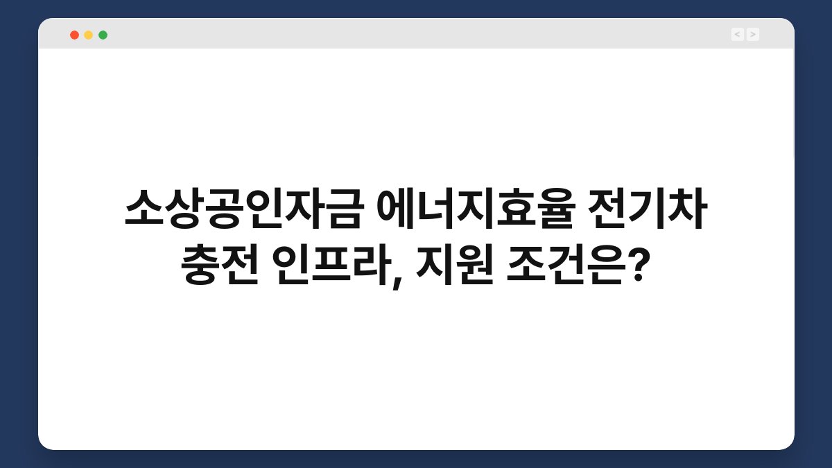 소상공인자금 에너지효율 전기차 충전 인프라, 지원 조건은? 1