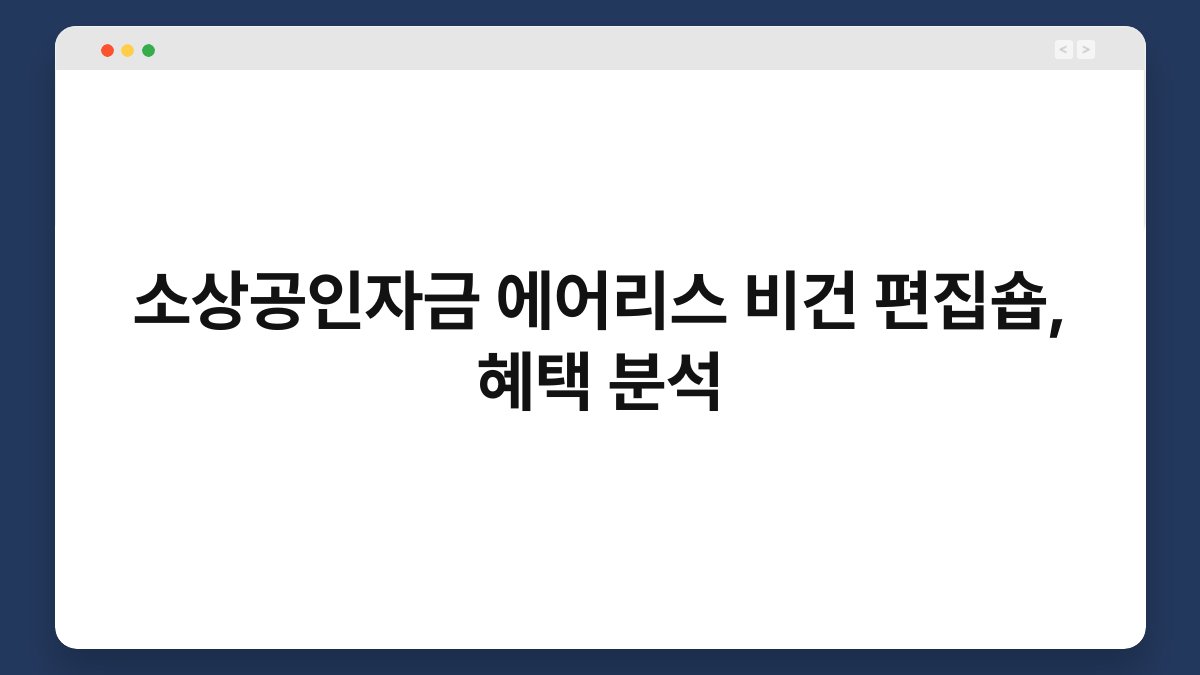 소상공인자금 에어리스 비건 편집숍, 혜택 분석 1