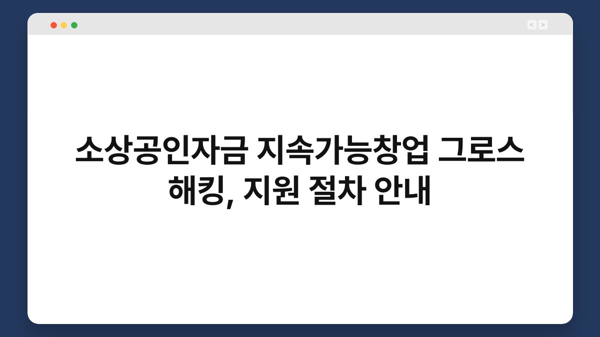 소상공인자금 지속가능창업 그로스 해킹, 지원 절차 안내 1