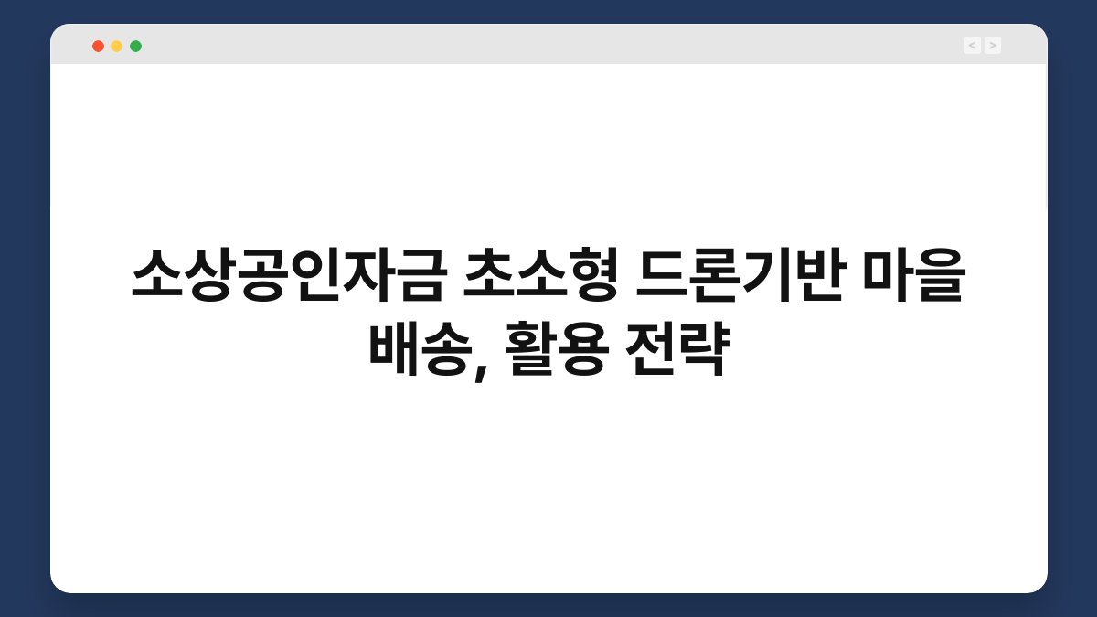 소상공인자금 초소형 드론기반 마을 배송, 활용 전략 1