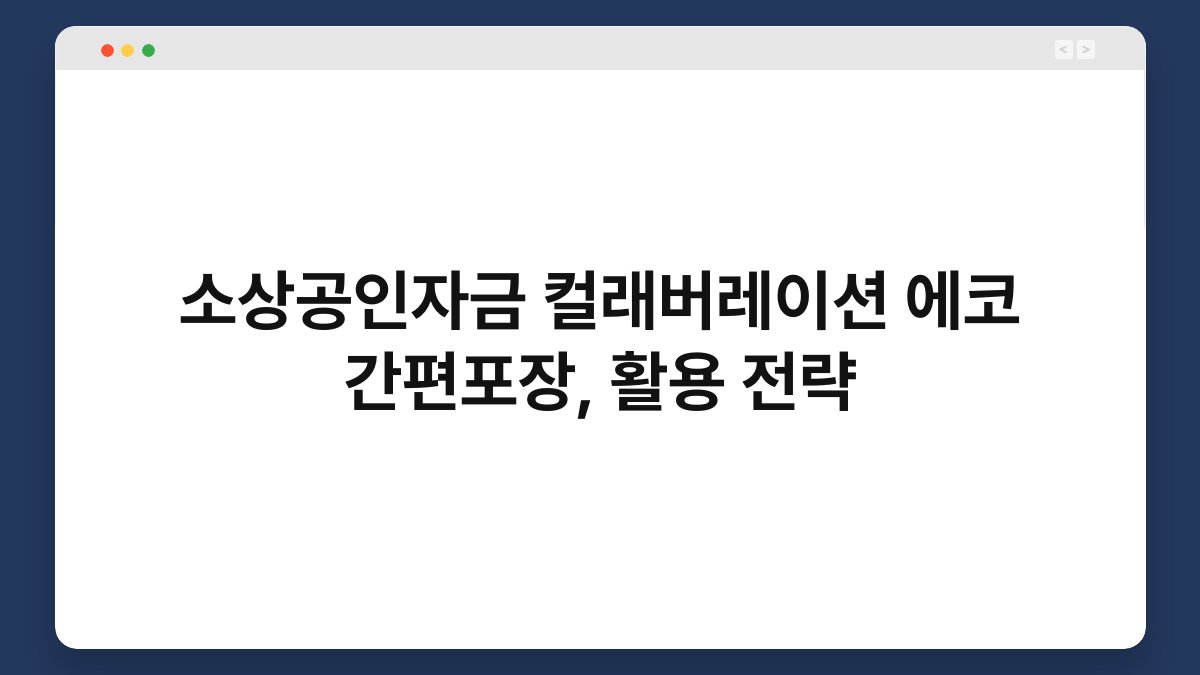 소상공인자금 컬래버레이션 에코 간편포장, 활용 전략 1