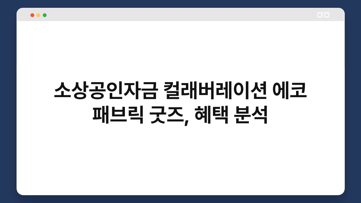 소상공인자금 컬래버레이션 에코 패브릭 굿즈, 혜택 분석 1