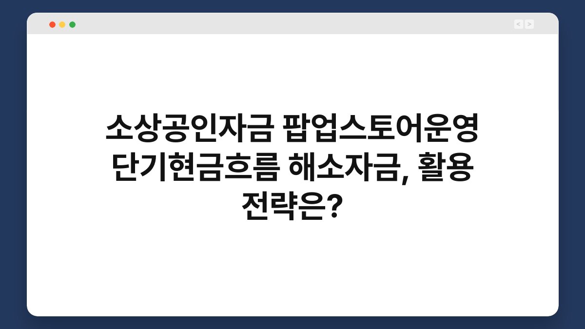 소상공인자금 팝업스토어운영 단기현금흐름 해소자금, 활용 전략은? 1