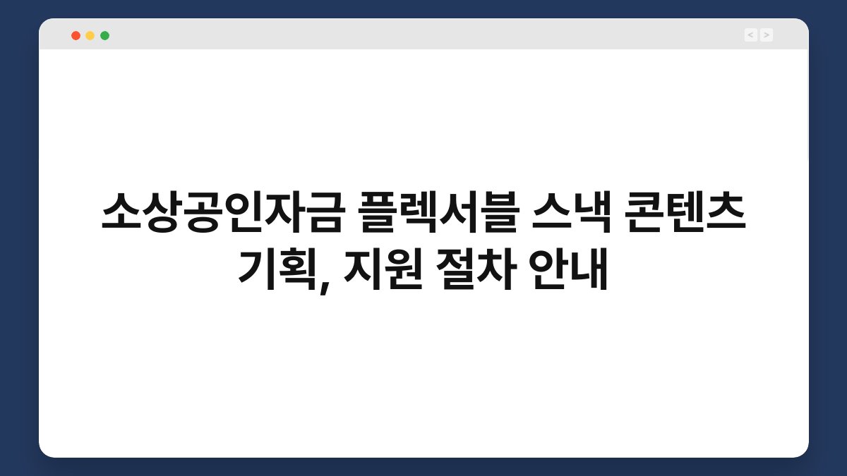 소상공인자금 플렉서블 스낵 콘텐츠 기획, 지원 절차 안내 1