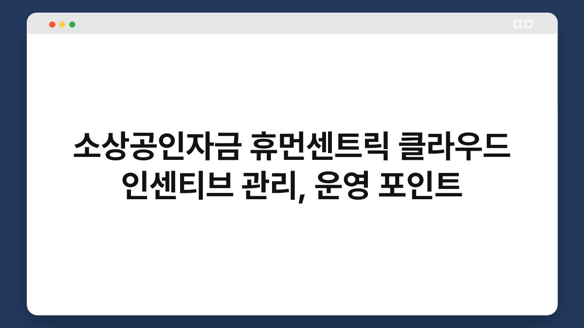 소상공인자금 휴먼센트릭 클라우드 인센티브 관리, 운영 포인트 1
