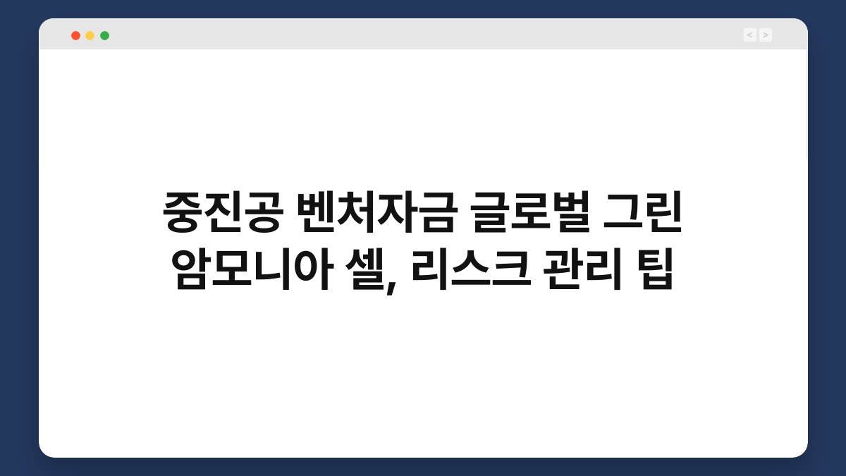 중진공 벤처자금 글로벌 그린 암모니아 셀, 리스크 관리 팁 1