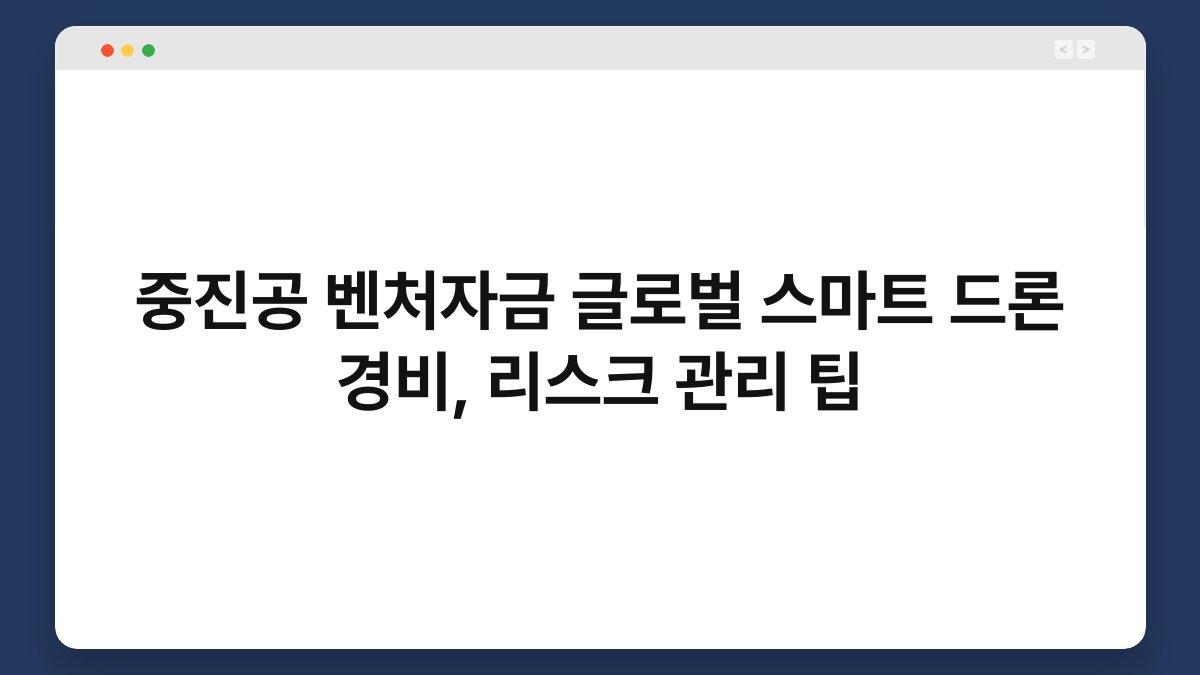 중진공 벤처자금 글로벌 스마트 드론 경비, 리스크 관리 팁 1