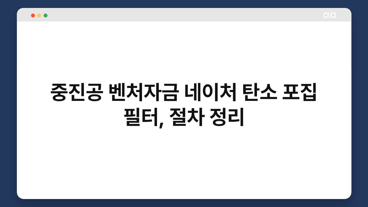 중진공 벤처자금 네이처 탄소 포집 필터, 절차 정리 1