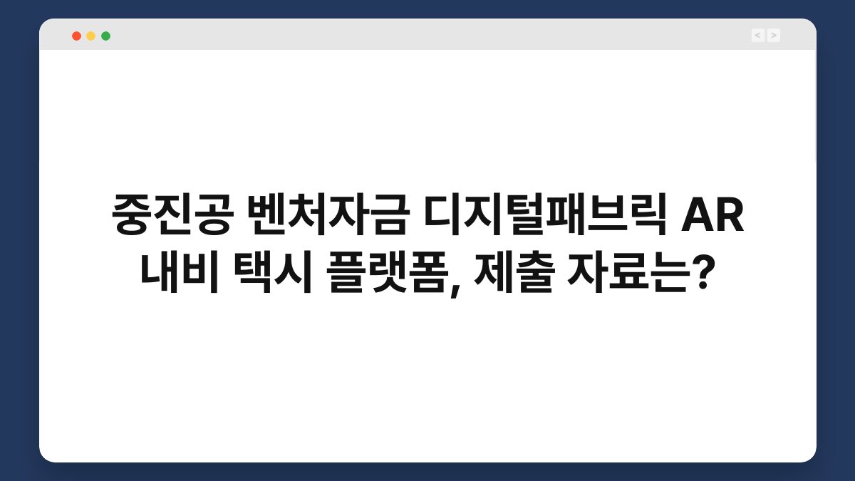 중진공 벤처자금 디지털패브릭 AR 내비 택시 플랫폼, 제출 자료는? 1