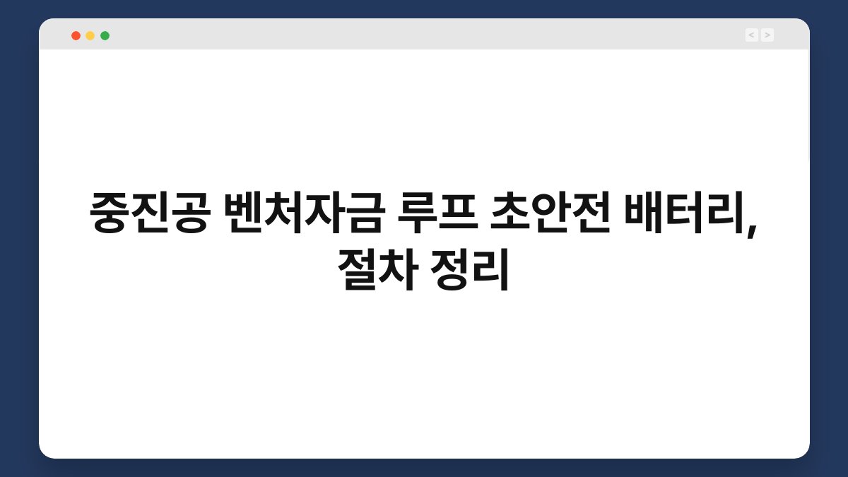 중진공 벤처자금 루프 초안전 배터리, 절차 정리 1