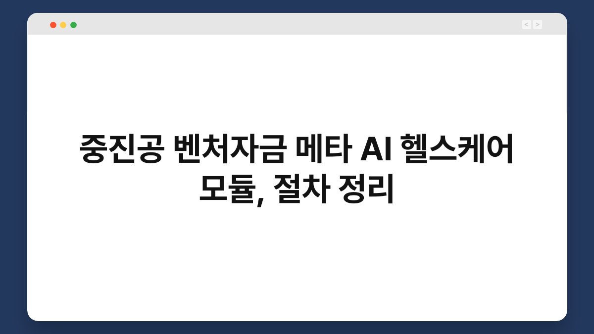 중진공 벤처자금 메타 AI 헬스케어 모듈, 절차 정리 1
