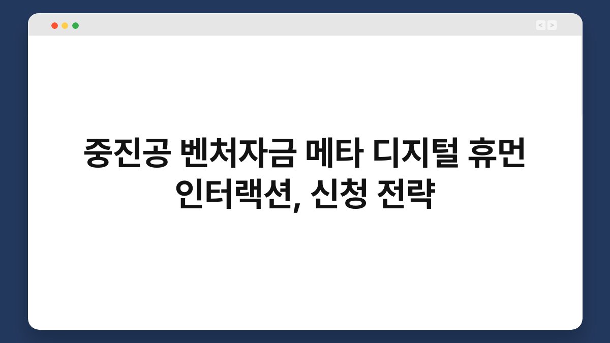중진공 벤처자금 메타 디지털 휴먼 인터랙션, 신청 전략 1