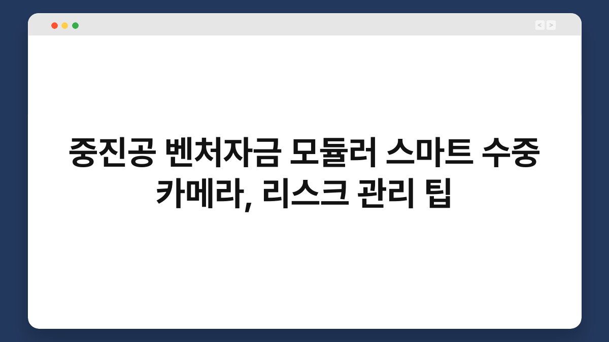 중진공 벤처자금 모듈러 스마트 수중 카메라, 리스크 관리 팁 1