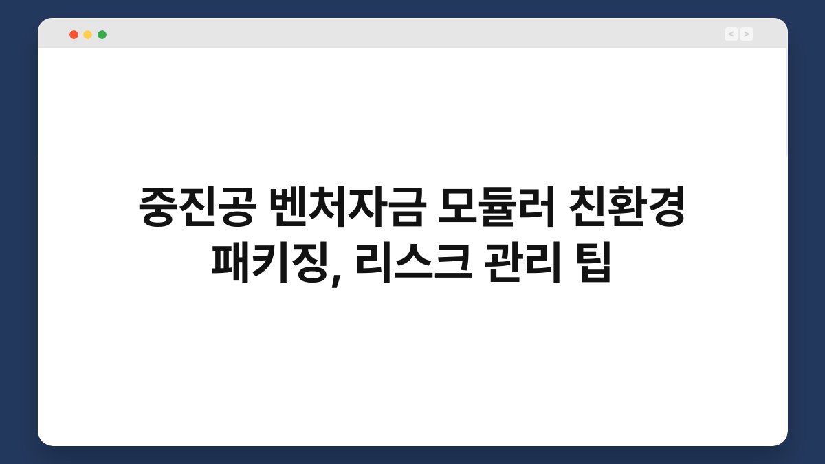 중진공 벤처자금 모듈러 친환경 패키징, 리스크 관리 팁 1