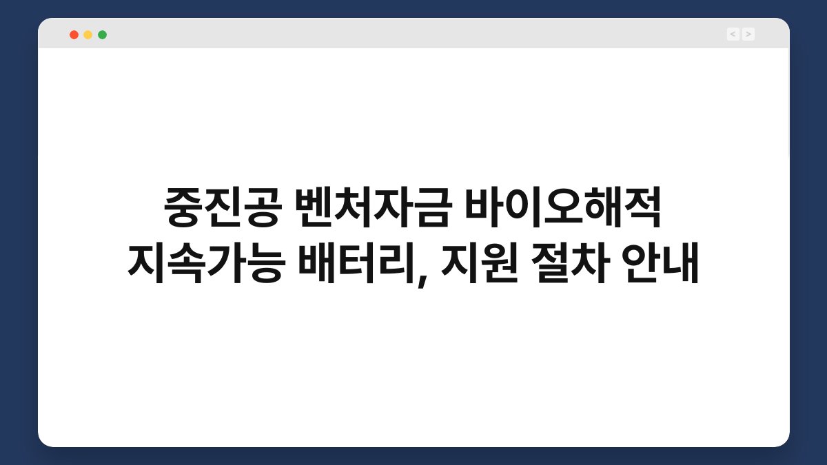 중진공 벤처자금 바이오해적 지속가능 배터리, 지원 절차 안내 1